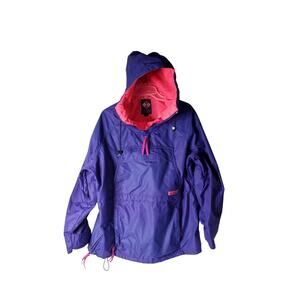 Vintage Columbia Anorak Neon Hood Jacket Kangaroo Pocket Pullover Ski Womens L